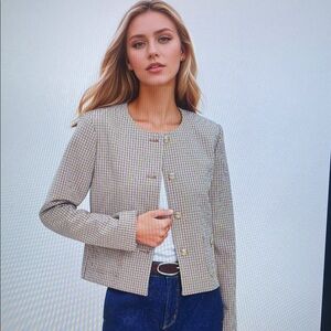 Women's Beige Checkered Jacket